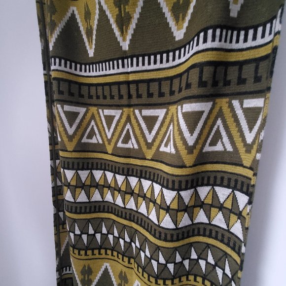 VINTAGE Knit Table Runner Southwestern Decor Cottagey Earthy Olive Green & Black - Picture 5 of 5
